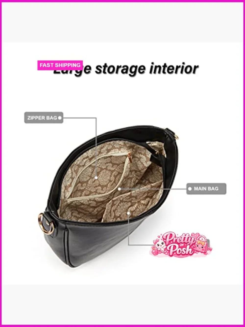 PU Leather Hobo Crossbody Bag with Adjustable Straps